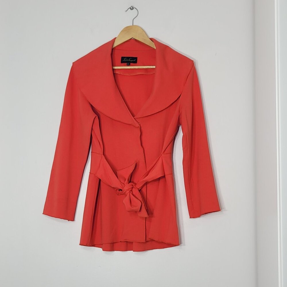 Luisa Spagnoli Women's Red Wrap Tie Waist Button Front Blazer Professional 44